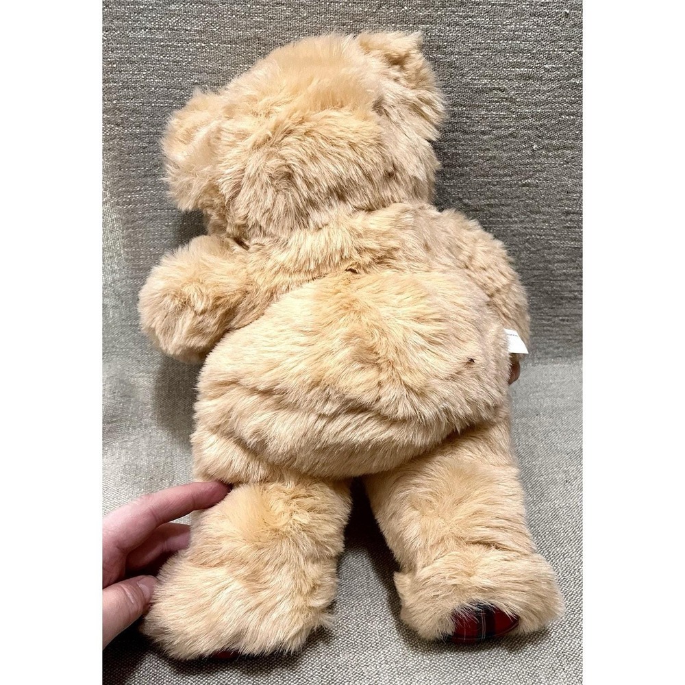 1999 Kuddle Love Kids Boy Doll Tan Bear Costume Brown Eyes Bow Tie Plaid Accents - Picture 2 of 9